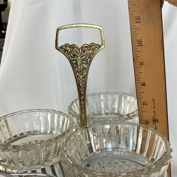 KROMEX MCM Chrome RelishTray With 3 Crystal Bowls On Chrome Lazy Susan - Picture 11 of 16